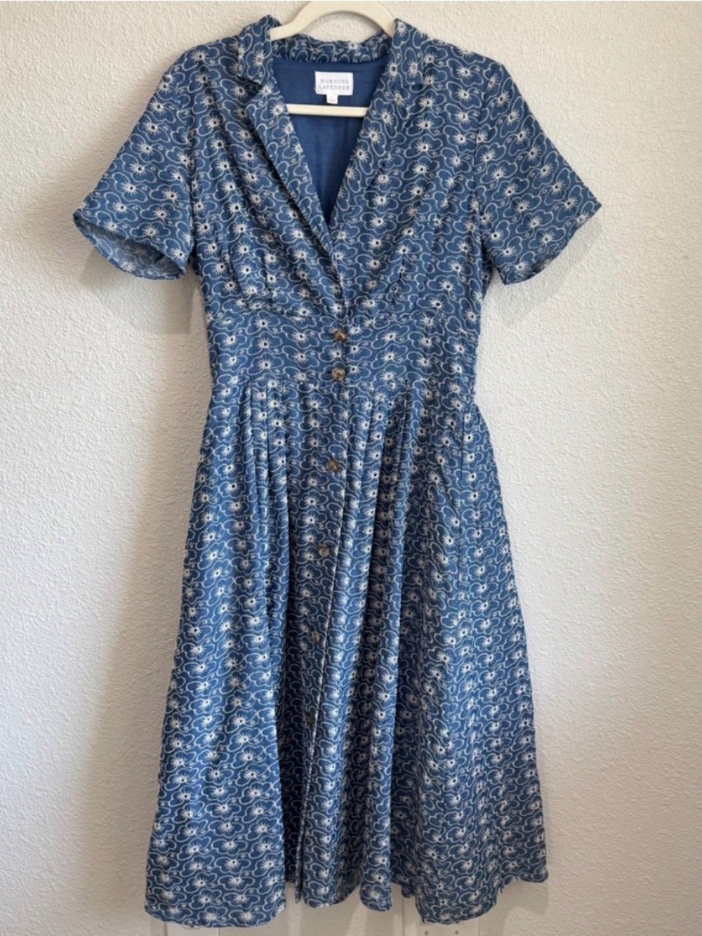 Morning Lavender blue eyelet midi dress